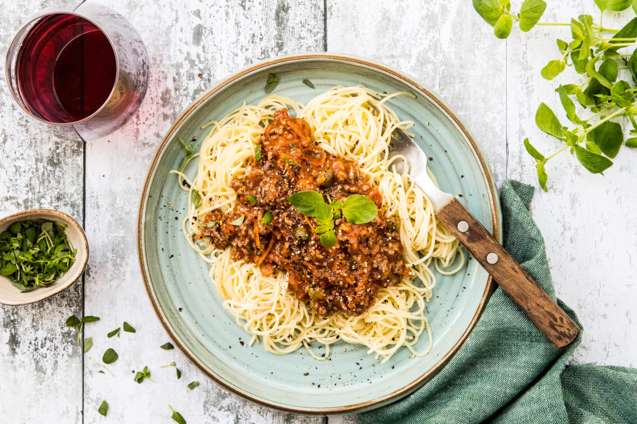 Köttfärssås och spaghetti